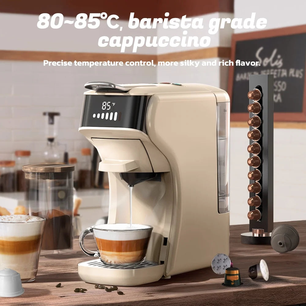 HiBREW 6in1 Pods Coffee Machine Multiple Espresso Cafetera Cappuccino Coffee Maker H1B Beige