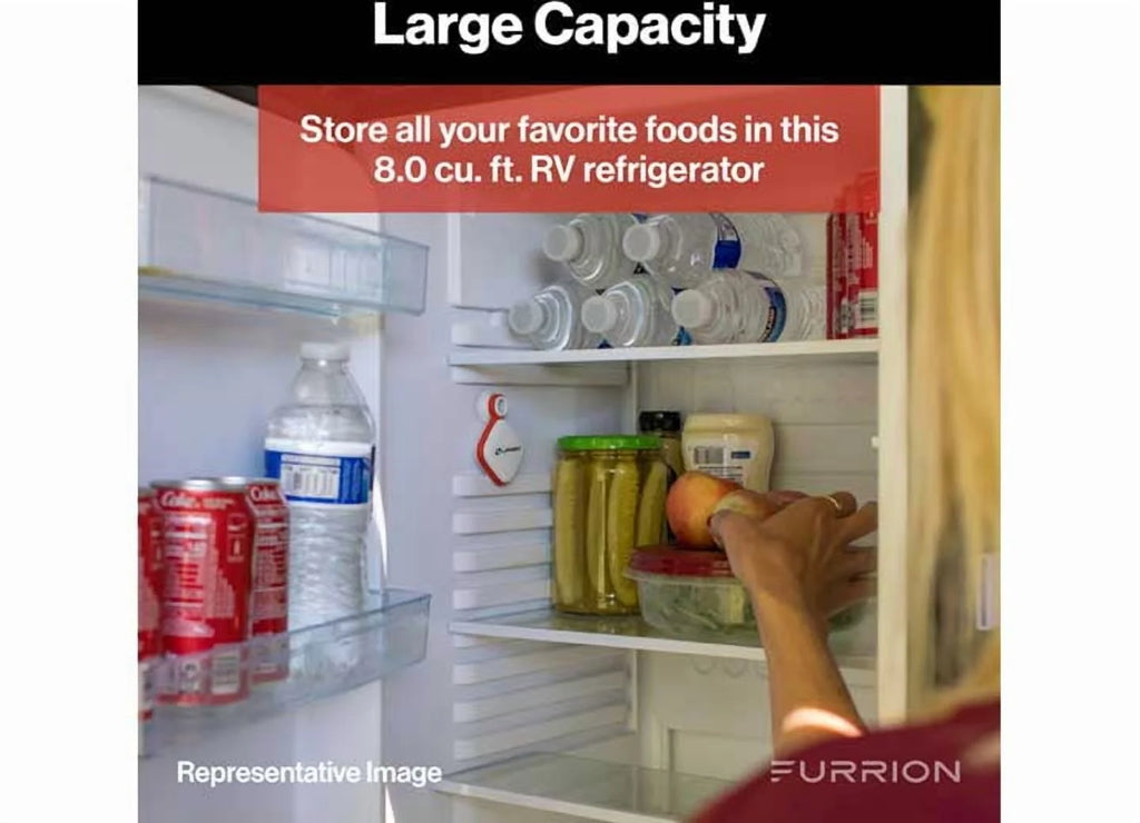 Lippert 2021123789 8 Cu.Ft Dc Left Hinge Refrigerator, Black