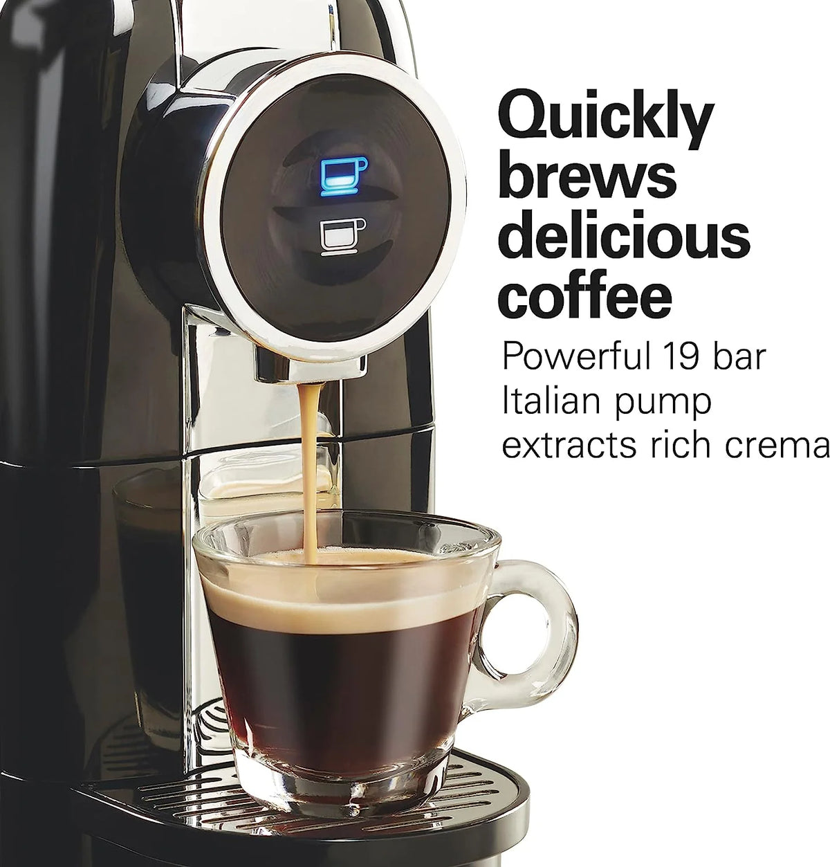 Hamilton Beach Espresso Maker, Compatible with Nespresso??* original capsules, Black with Chrome Accents, 40726