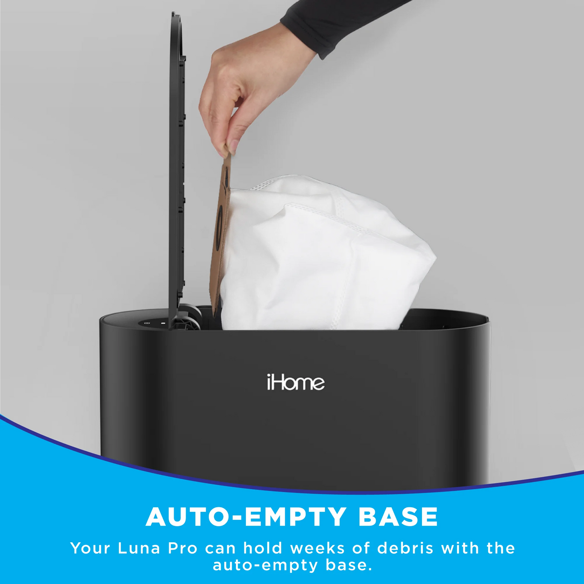 iHome AutoVac Luna Pro New 3-in-1 Robot Vacuum and Vibrating Mop with Auto Empty Base, Self-Emptying, Smart Mapping, Wi-Fi Connected, LIDAR Navigation, Mop Combo, Pet Hair, Hard Floor, Carpet