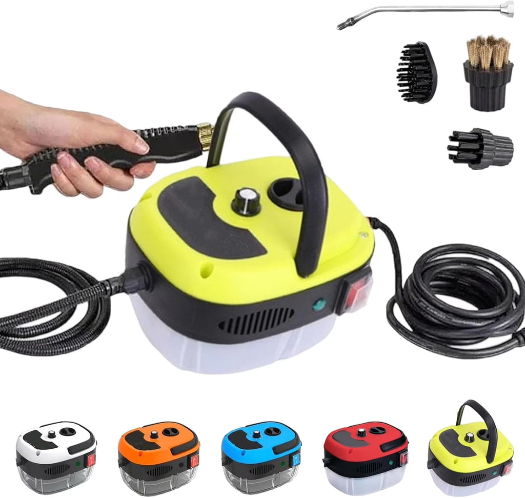 Versora Pro Car Steam Cleaner 2500w High-Temp Portable Machine, 6 Speeds Adjustable, With 3 Different Brush Heads, 1l Large Water Tank, For Home, Auto Detailing (Blue)