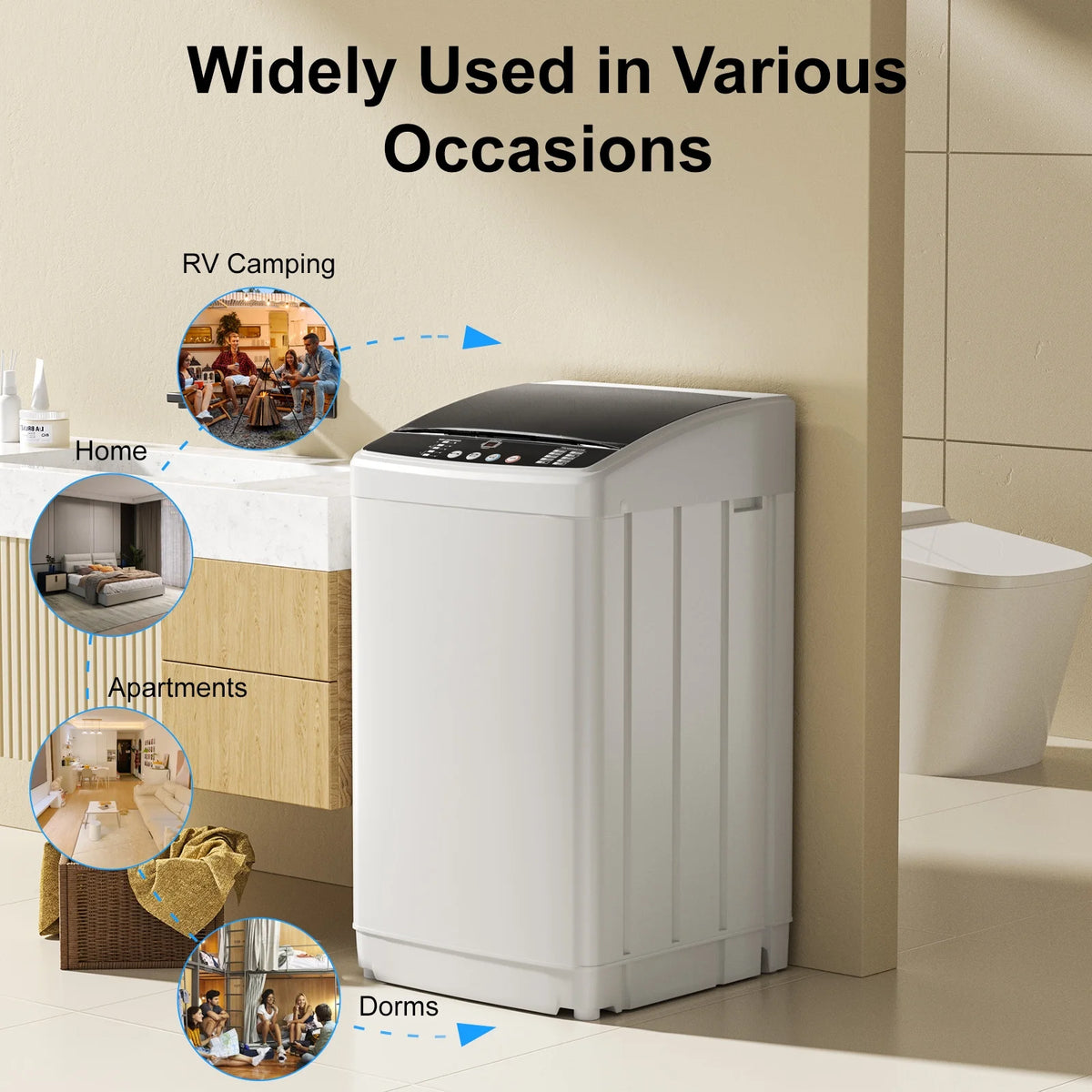 TABU Washer and Dryer Set, 19LBS Fully Automatic Washing Machine & 8.8LBS Clothes Dryer (White&White)