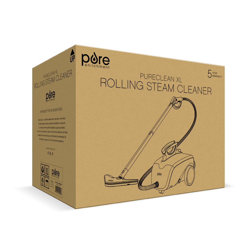 Pure Enrichment PureClean XL Rolling Steam Cleaner - Multi-Purpose Chemical-Free Steam Cleaner with 18 Accessories for Deep Cleaning Floors, Tiles, Grout, Windows, Grills, Ovens, and Vehicles