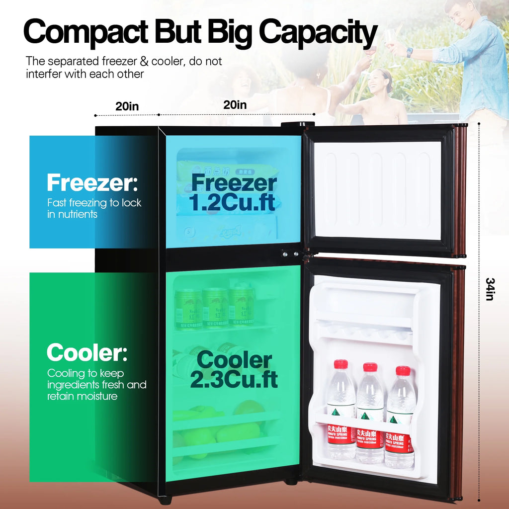 GGTB Retro Compact Two Door Refrigerator, Black, 3.0 Cu ft