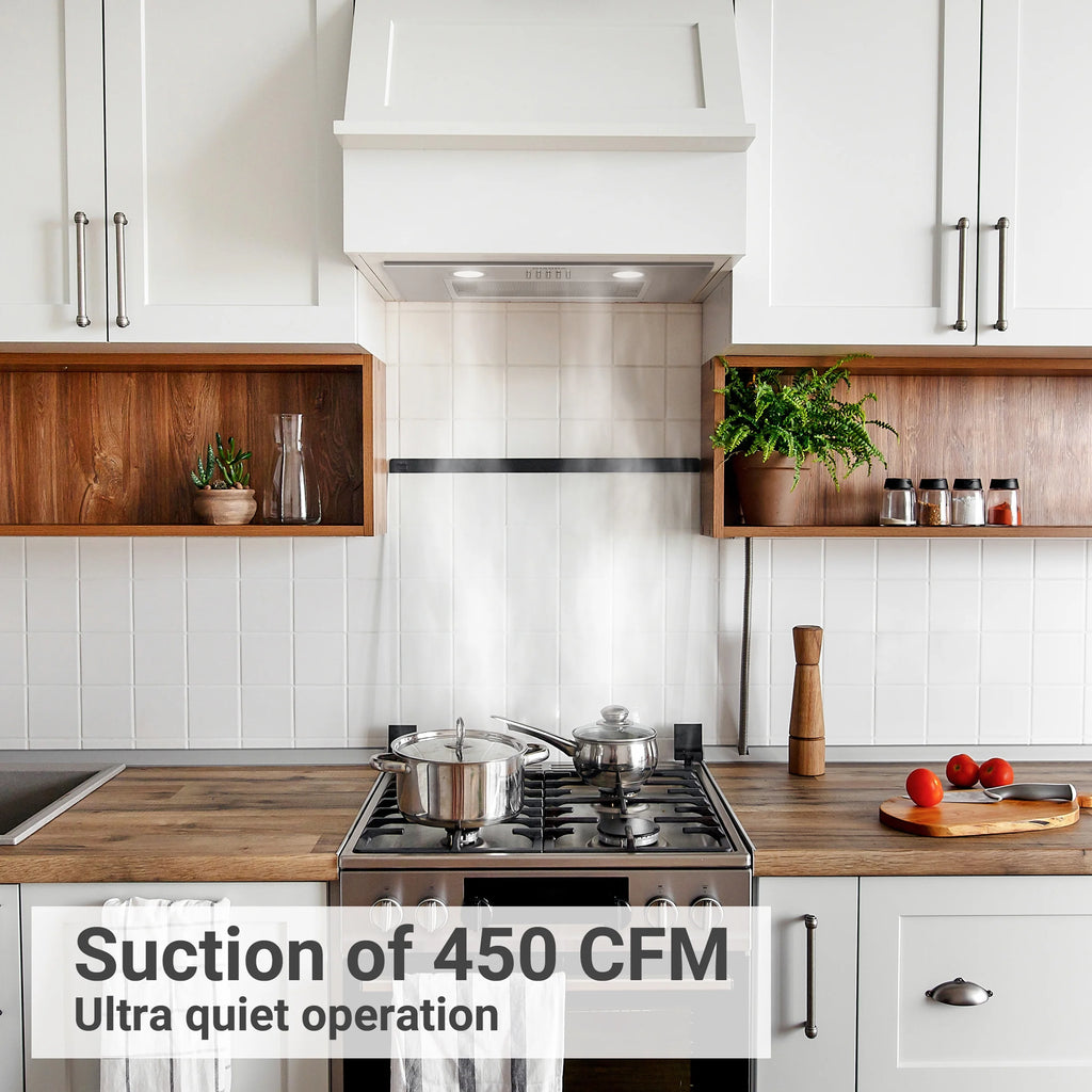 CIARRA Insert Range Hood 20 inch 450 CFM with Push Button Control Stainless Steel CAS913E52