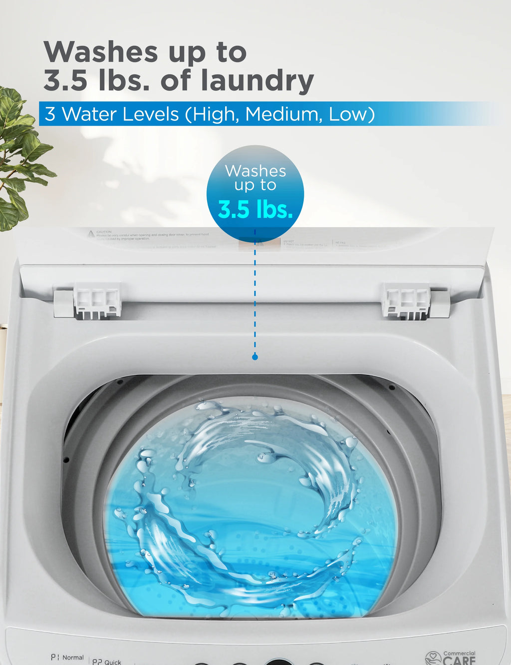 Commercial Care 0.9 Cu. Ft. Portable Washing Machine, Compact Washing Machine with 6 Wash Cycles, White