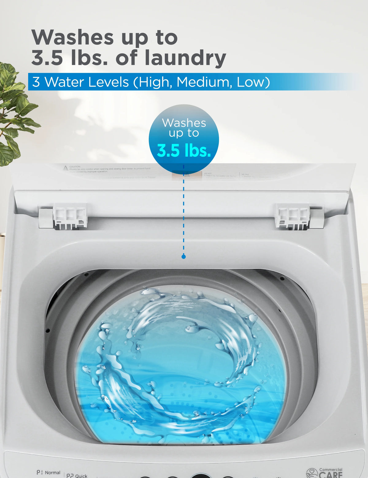 Commercial Care 0.9 Cu. Ft. Portable Washing Machine, Compact Washing Machine with 6 Wash Cycles, White