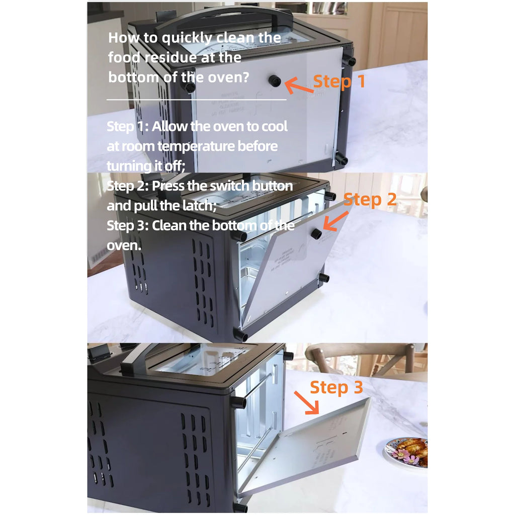 Plum Chef 13QT Air Fryer, 4-Slice Air Fryer Toaster Oven, Space Saving, Visible Window, Oil Free, 1500W, Stainless Steel, Silver