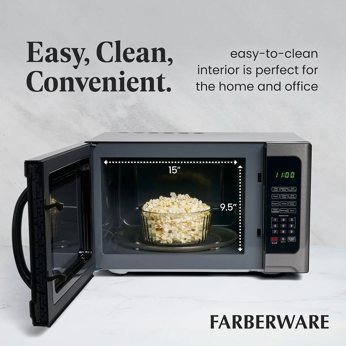 Farberware Professional 1.2 Cu. Ft. 1000-Watt Microwave Oven with Sensor Cooking, Stainless Steel/Black Body Wrap