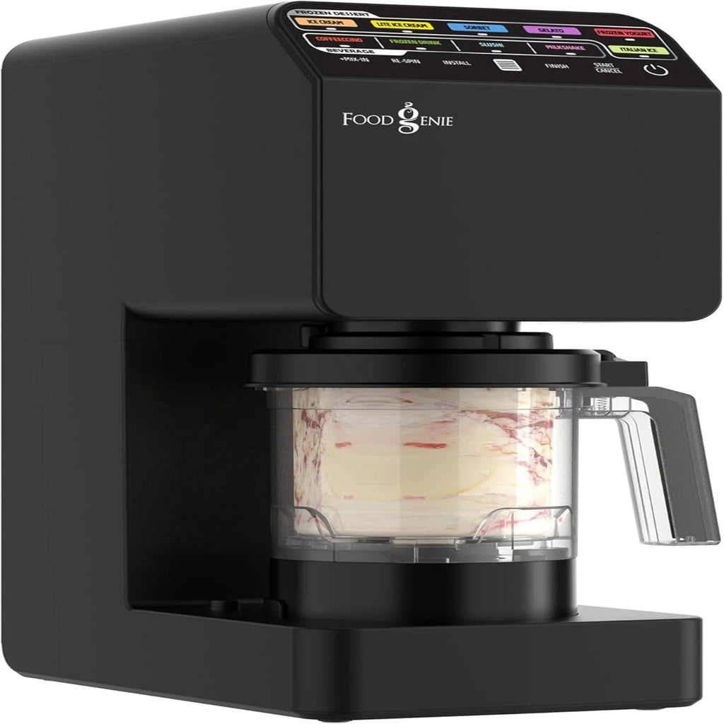 Food Genie: Dessert Station - Black - 11-In-1 Ice Cream & Frozen Treat Maker, (3) 16oz Tubs, Create Sorbet-Milkshakes-Drinks & More, Dual-Drive Motors