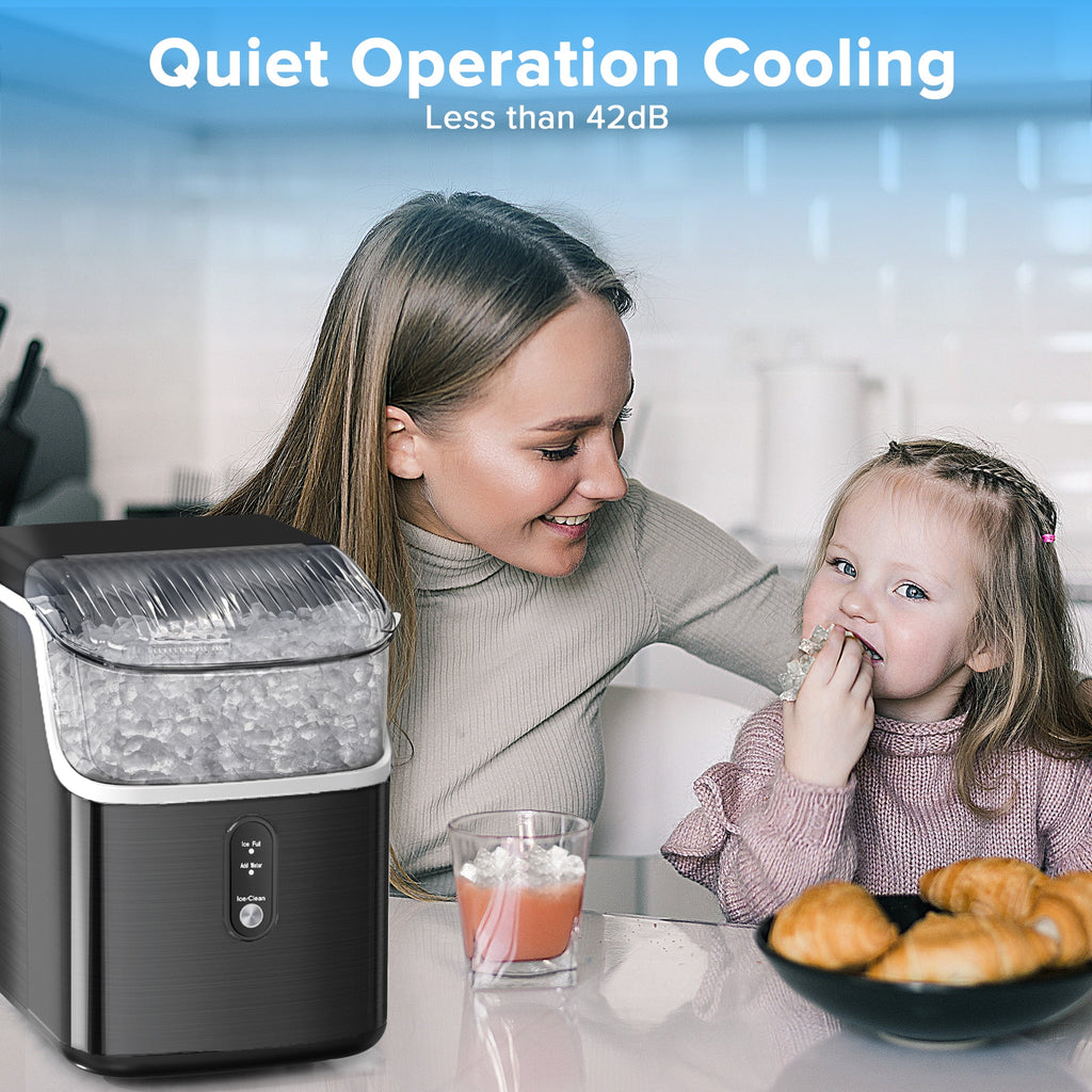 Auseo Nugget Ice Maker Countertop, Pebble Ice Maker Machine with 35lbs/24H Soft Ice, Self-Cleaning,  for Home/Kitchen/Office (Black)