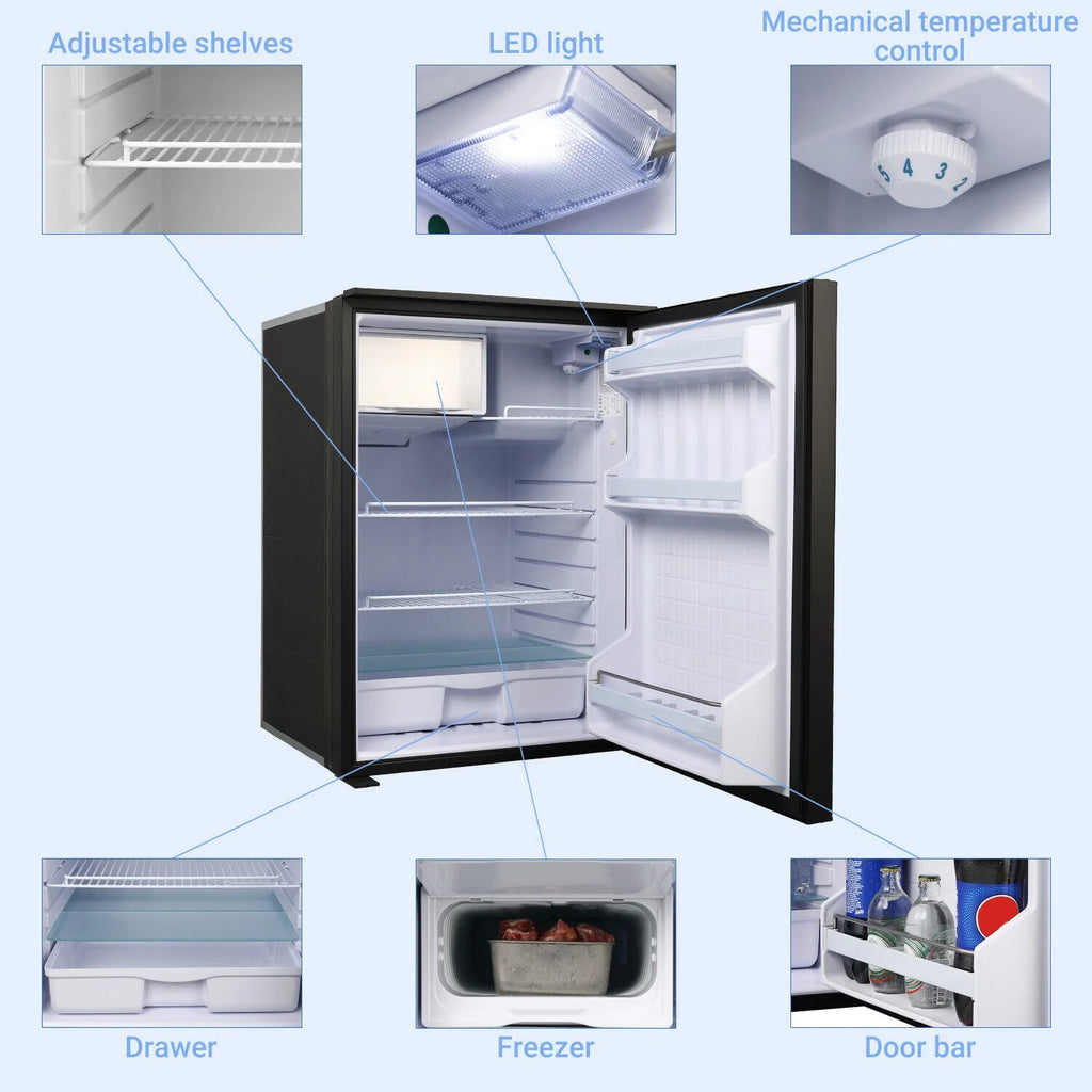 Smad 4.5 Cu ft/130L DC 12/24V RV Refrigerator with Freezer Compact Portable Fridge