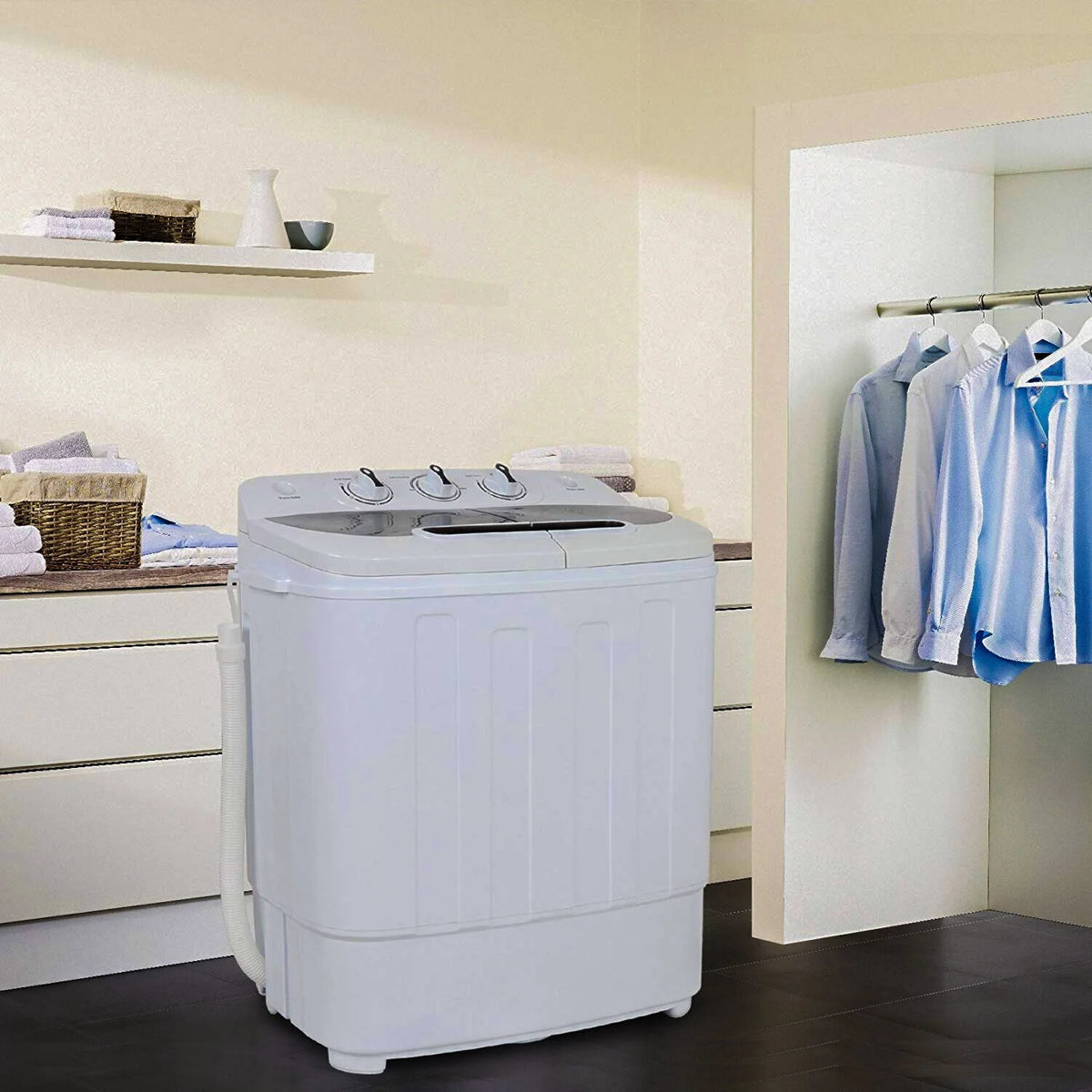 Veado Compact Portable Washer & Dryer Set - All - in - One Mini Washing Machine with Spin Dryer, Energy - Efficient, Space - Saving Design, Ideal for Apartments, Dorms, RVs, White Finish