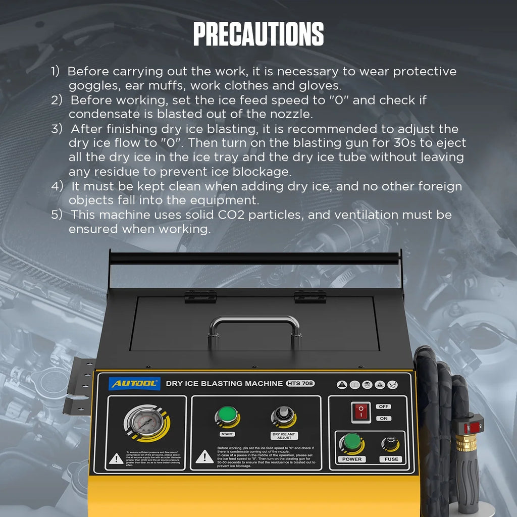 AUTOOL Automotive Dry Ice Cleaning Machine Car Engine Throttle Carbon Deposit Cleaner Exhaust Pipe Pressure Washer 110V/220V Dry Ice Blasting Clean Machine for All Cars, HTS705