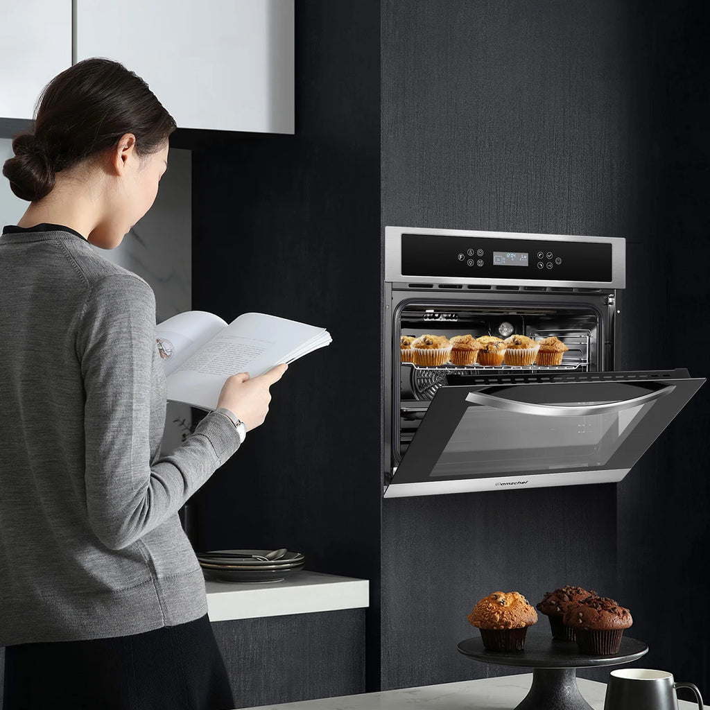 AMZCHEF Single Wall Oven 24" Built-in Electric Ovens