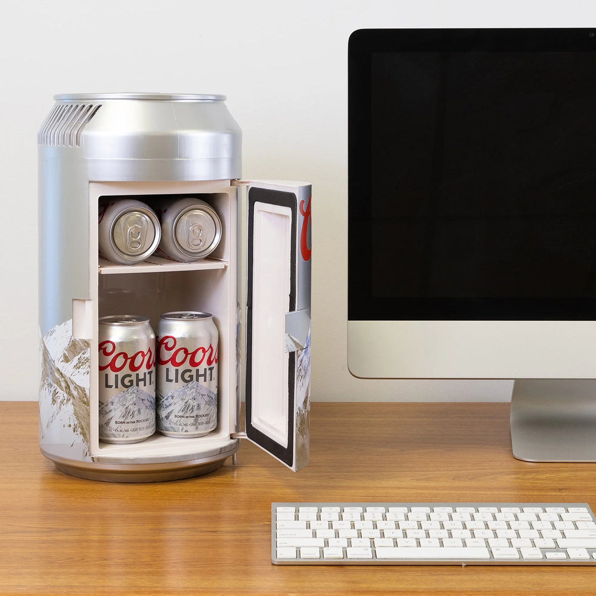 Coca-Cola 8 Can Portable Mini Fridge w/ 12V DC and 110V AC Cords, 5.4L (5.7 qt) Can Shaped Personal Cooler, Red, Travel Fridge for Drinks, Snacks, Lunch, Home, Office, Dorm Room, RV