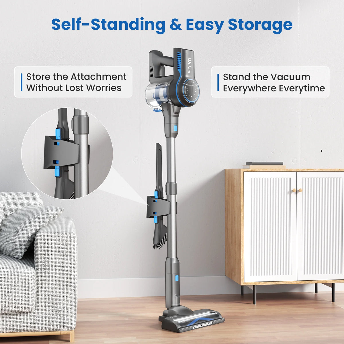 Wnkim Cordless Stick Vacuum Cleaner, 25Kpa, HEPA Wet/Dry Vacuum Cleaner for Hardwood Pet Hair  Carpet