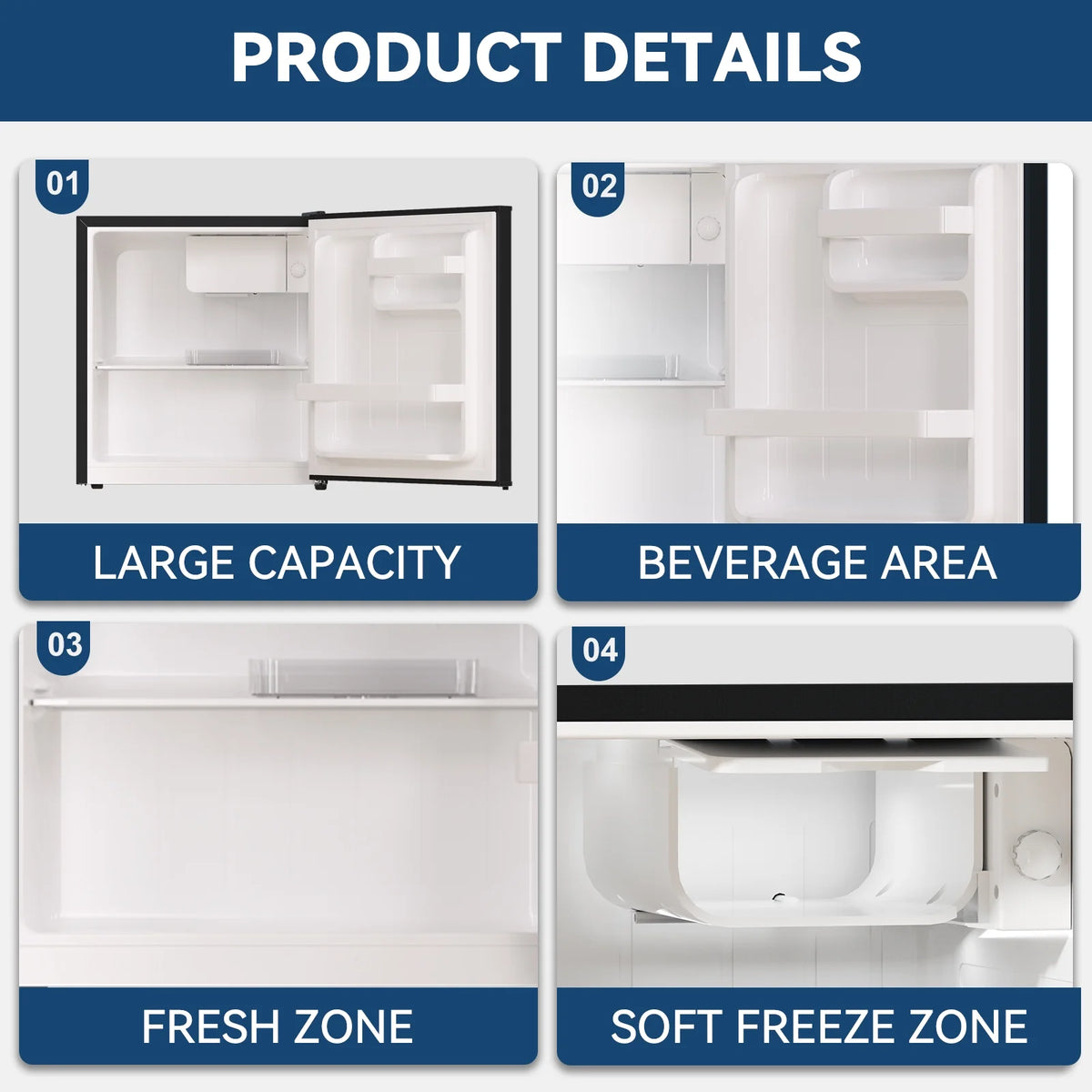 1.7 Cubic Feet Freestanding Mini Fridge Compact refrigerator black