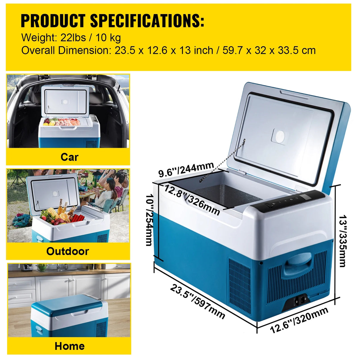 BENTISM 22L Portable Car Refrigerator, 23 Quart RV Fridge, 12/24V DC & 110-240V AC Vehicle Car Truck Boat Mini Electric Cooler for Driving Travel Fishing Outdoor and Home Use