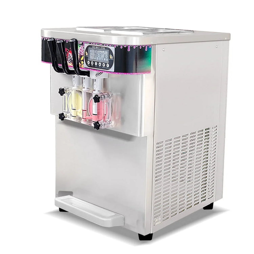 Kolice Countertop Yougurt 3 Flavors Soft Serve Ice Cream Machine-Upper Tanks Refrigerated,ETL Certificate