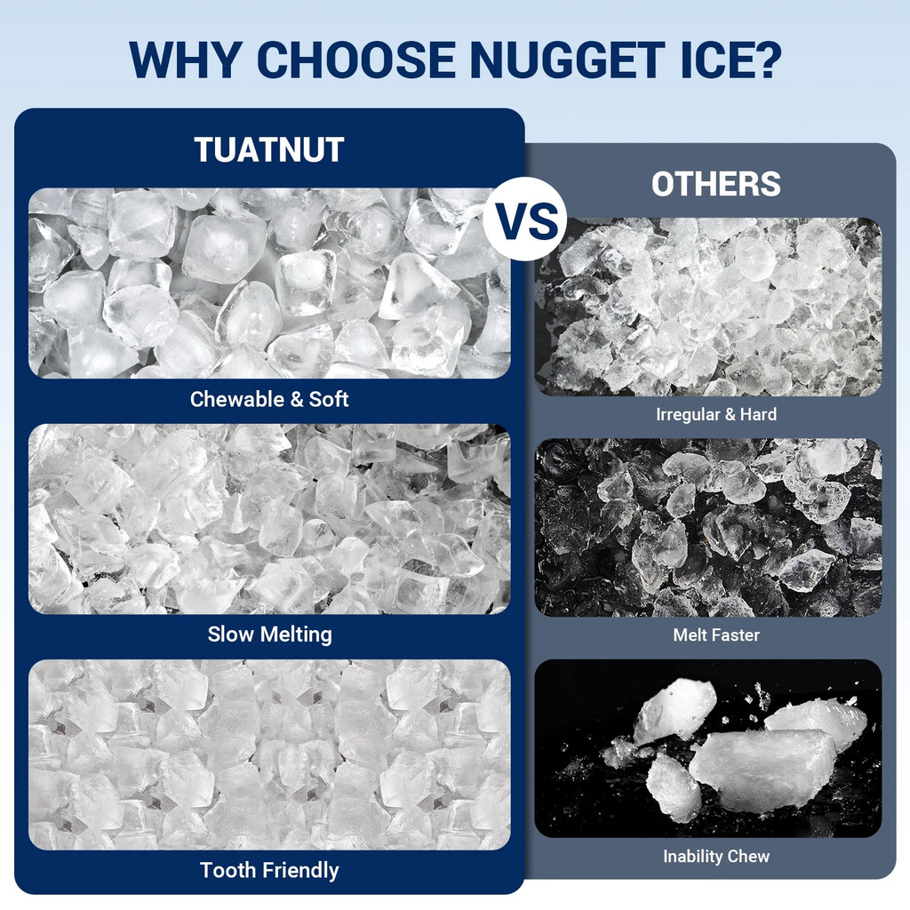 Ecojoy Stainless Steels Portable Countertop Nugget Ice Maker Machine, 44Lbs/24H with 0.8 Gallon Tank,Soft Chewable Pellet Ice Ready in 5-10min, Self-Cleaning