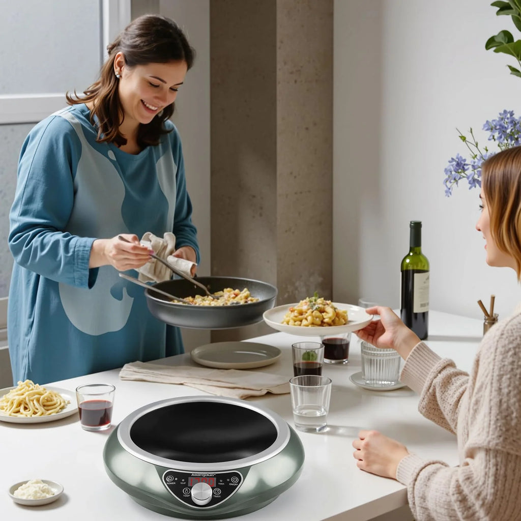 Induction Cooktop 1700W 85V~120V Wok Pan (included) Portable Electric Stove 18 Hours Timer 16 Level Temp&Power Ctrl Cookware Appliances Skillet Plates