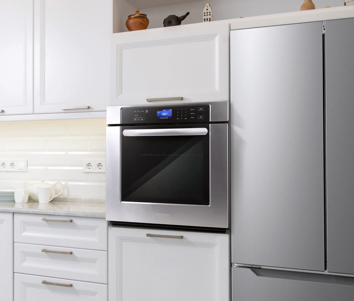 Cosmo 3 Piece Kitchen Appliance Package With 36" Electric Cooktop 36" Wall Mount Range Hood 24" Single Electric Wall Oven Kitchen Appliance Bundles