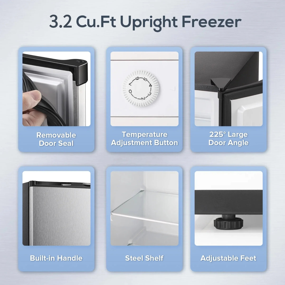 Auseo 3 Cu.ft Single Door Freezer, Compact Mini Freezer with Reversible Door for Kitchen, Apartment, Basement, Dorm, Black