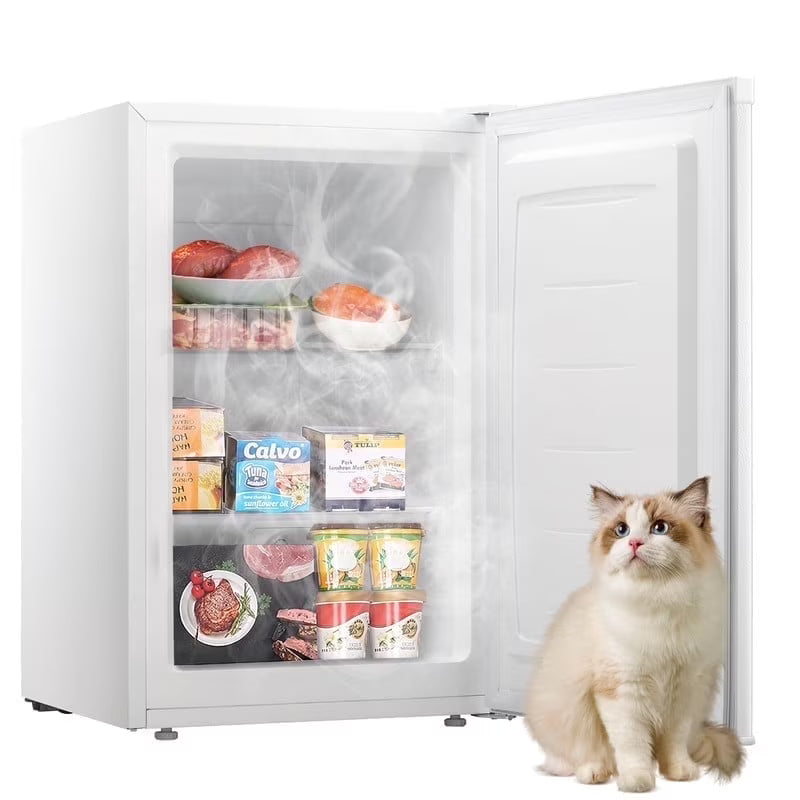 KNDKO 3.2Cu.ft Upright Freezer, Compact Freezer with Removable Shelves, Adjustable Thermostat for Home/Kitchen/Office, Black
