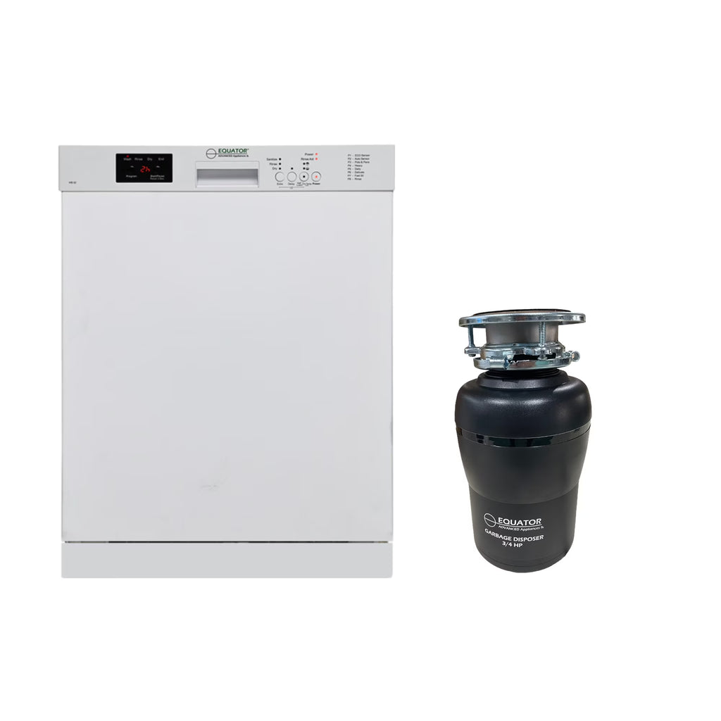Equator 24 in Dishwasher 14 place + 3/4 HP Garbage Disposer QUIET 51dB 110V