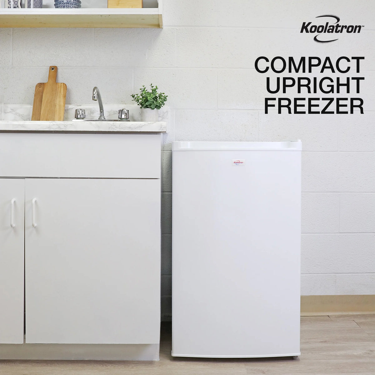 Koolatron Compact Upright Freezer, 3.1 cu ft (88L) White Manual Defrost