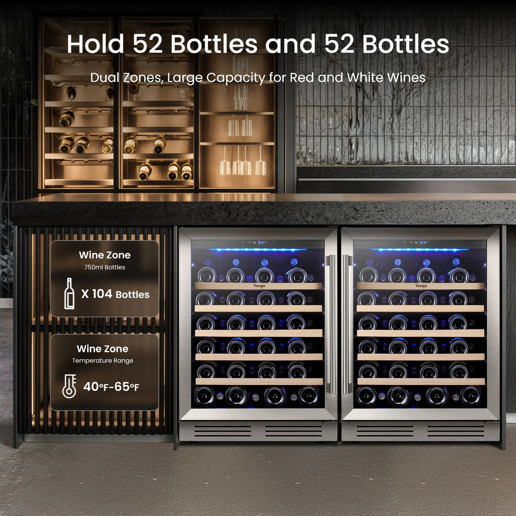 Yeego 30" Wine and Beverage Refrigerator,Two 15" Wine and Beverage Cooler Under Counter or Freestanding, Hold 33 Bottles and 80 Cans(Two Pack)