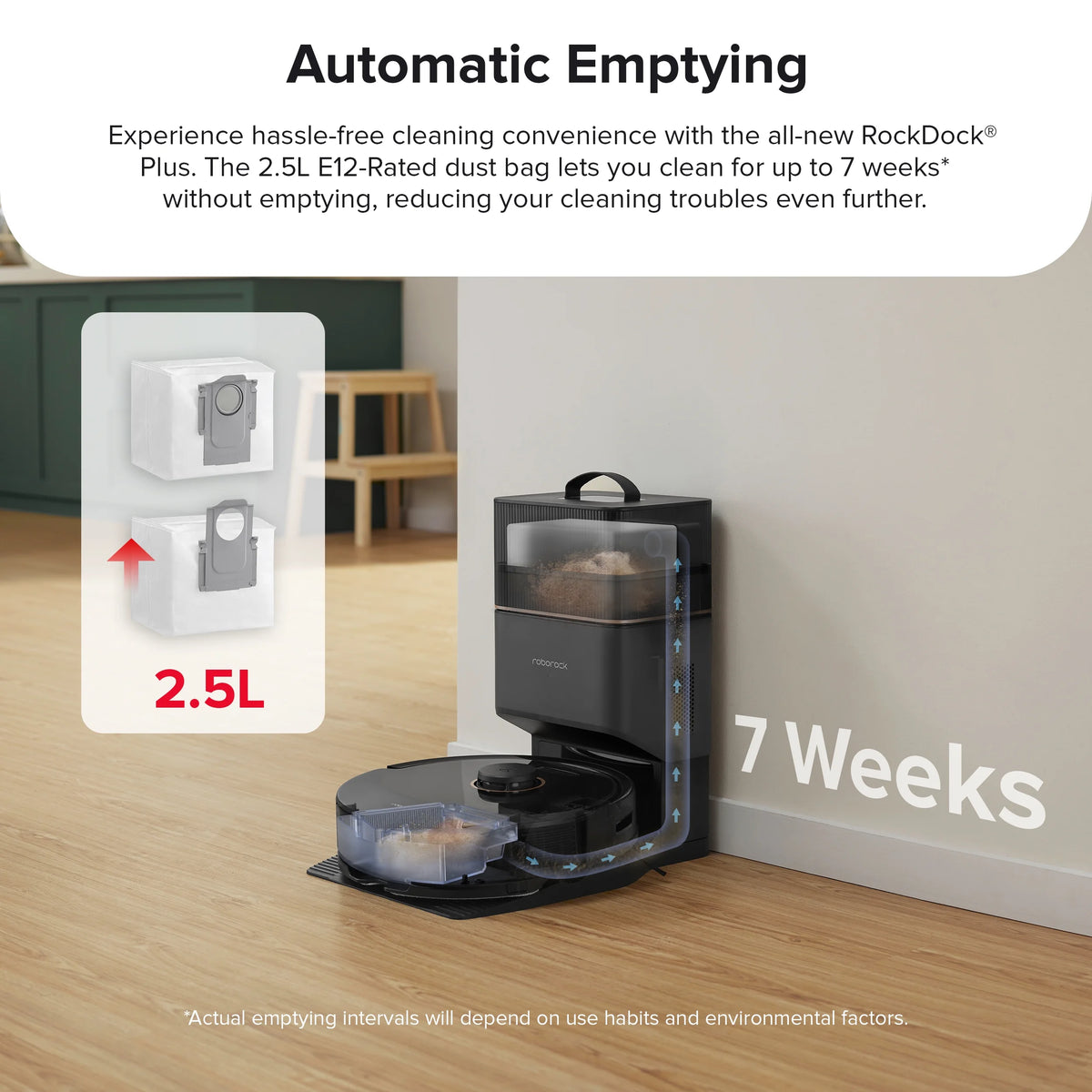 Roborock Q8 Max+ Robot Vacuum and Mop with Self-Emptying, Obstacle Avoidance, LiDAR Navigation, 5500Pa Suction Power, and App Control
