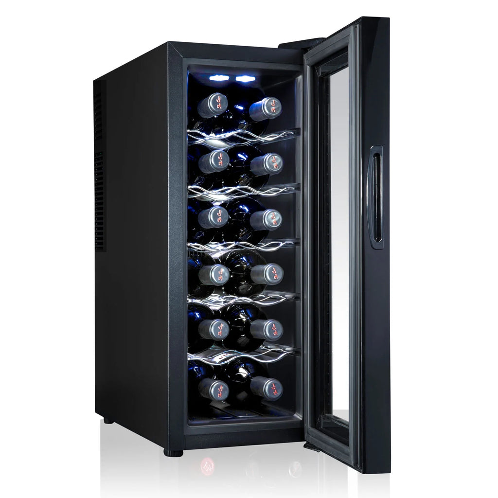 Ivation 12 Bottle Single Door Thermoelectric Freestanding Wine Cooler/Fridge