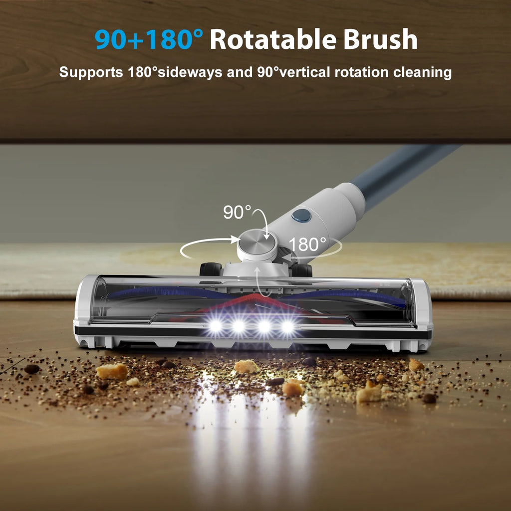Lazyswan Cordless Vacuum, 250W 23KPa Stick Vacuums for Pet Hair/Carpet, 45 Min Runtime, LED Touch Screen, 1.2L Dust Cup, Lightweight