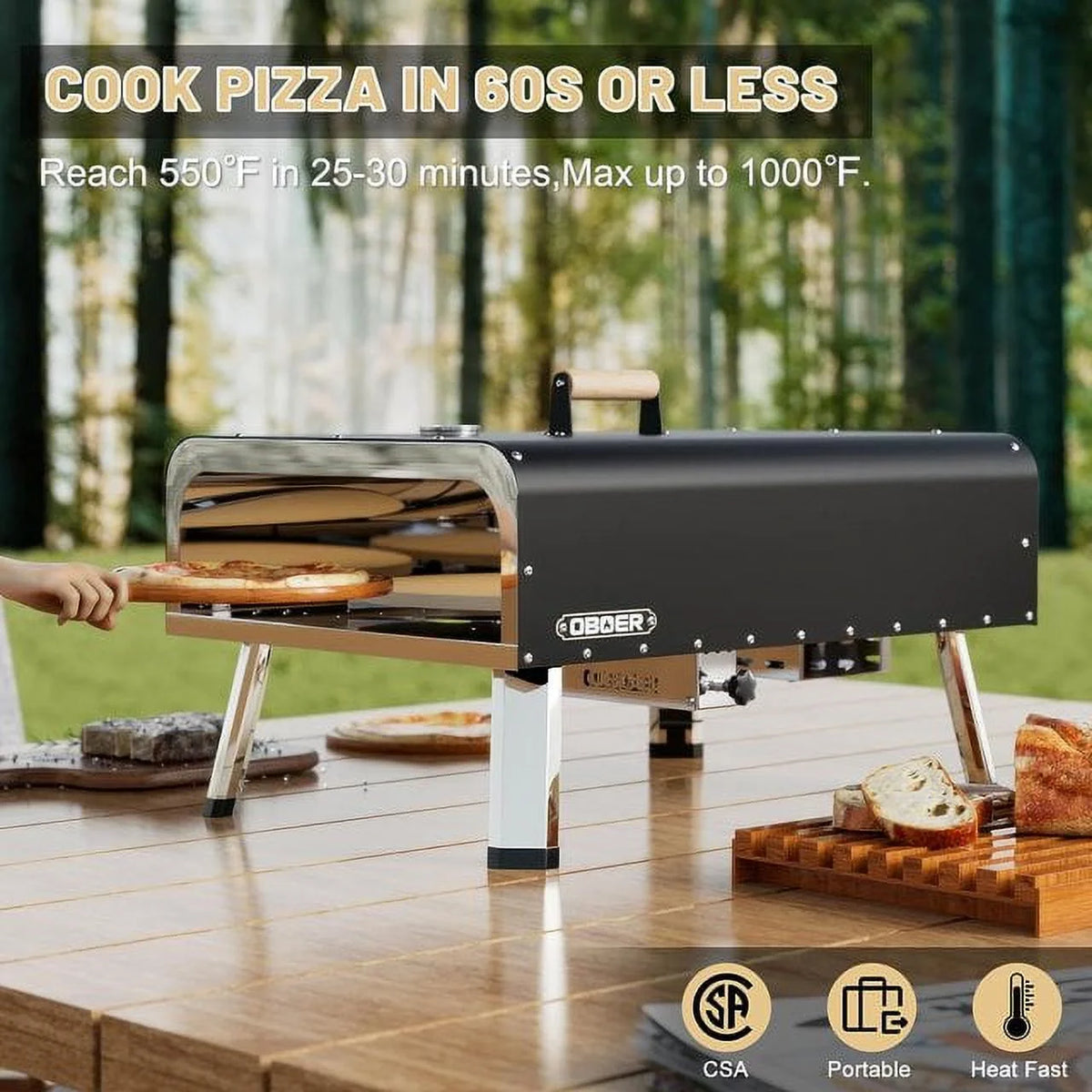 Lilypelle 16�� Dual-Fuel Outdoor Pizza Oven, Portable