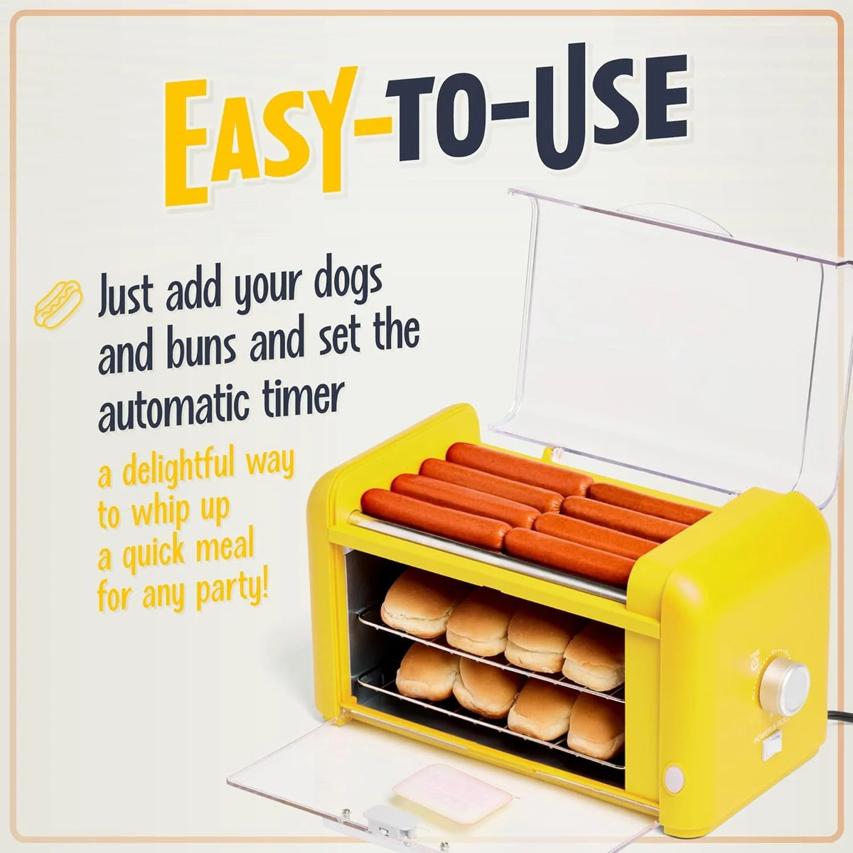 ZZJP Oscar Mayer Extra Large Countertop 8 Hot Dog Roller and Bun Toaster Oven - Stainless Steel Rollers and Non-stick Warming Racks - Adjustable Timer