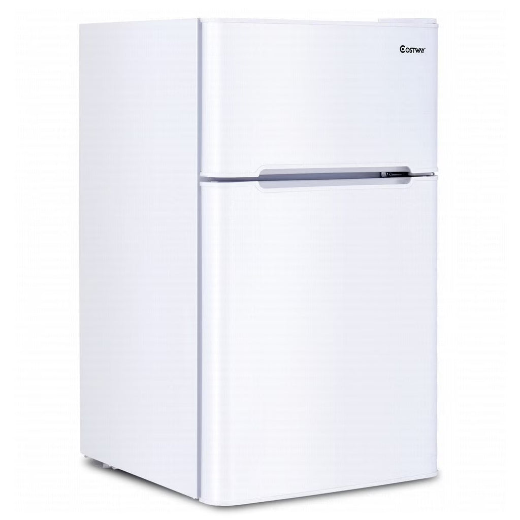 Costway Refrigerator Small Freezer Cooler Fridge Compact 3.2 cu ft. Unit, Grey