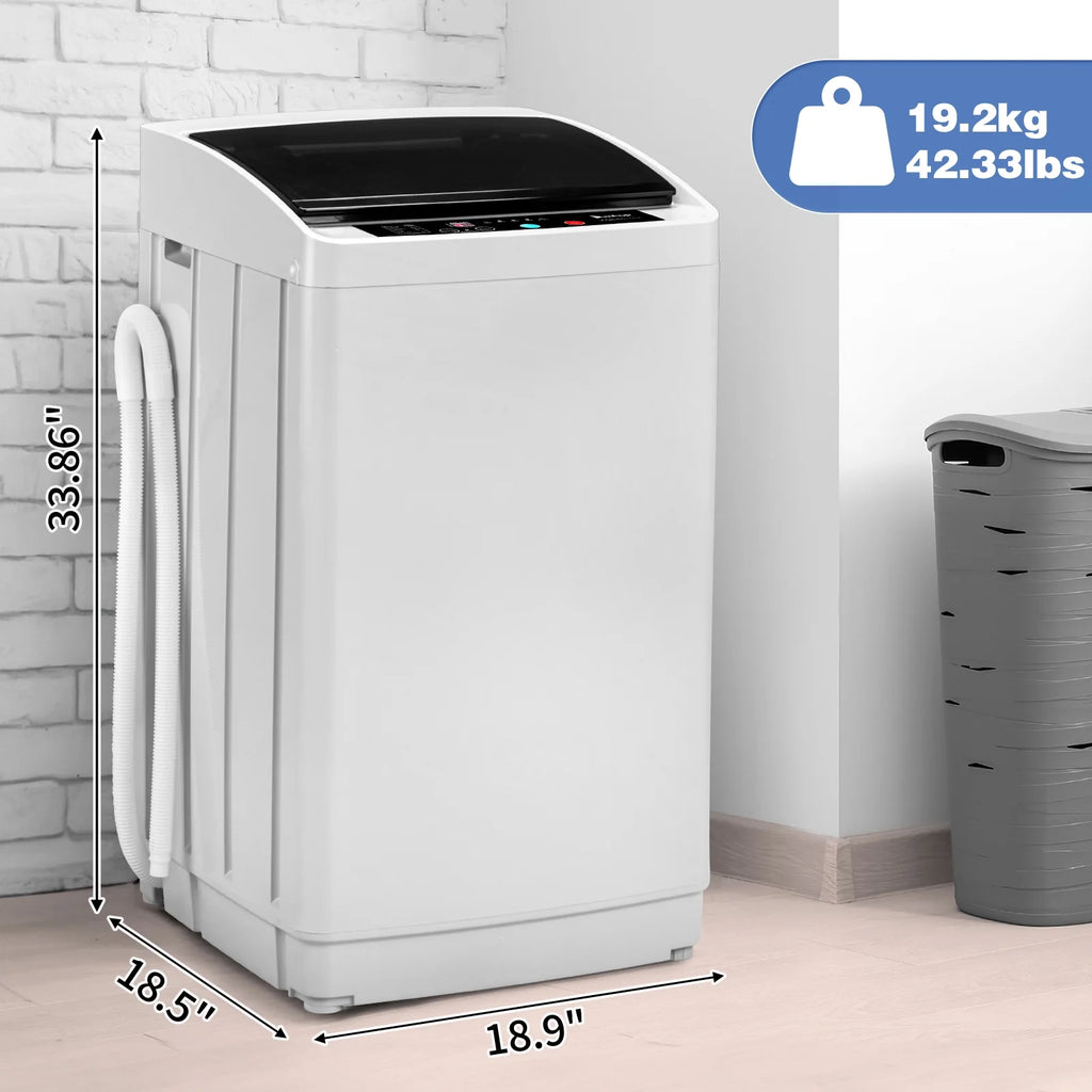 UbesGoo 15.6LBS Portable Washing Machine, Full-Automatic Electric Laundry Machine with Stainless Steel Drum,Compact Washer, Washer and Dryer Combo with Drain Pump for Apartment, Dorms, RV