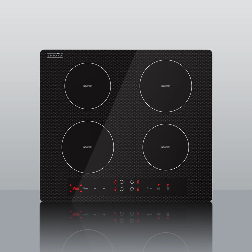 Empava 24" Electric Stove Induction Cooktop with 4 Power Boost Burners Smooth Surface Vitro Ceramic Glass in Black