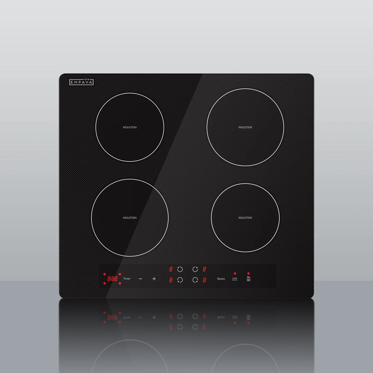 Empava 24" Electric Stove Induction Cooktop with 4 Power Boost Burners Smooth Surface Vitro Ceramic Glass in Black
