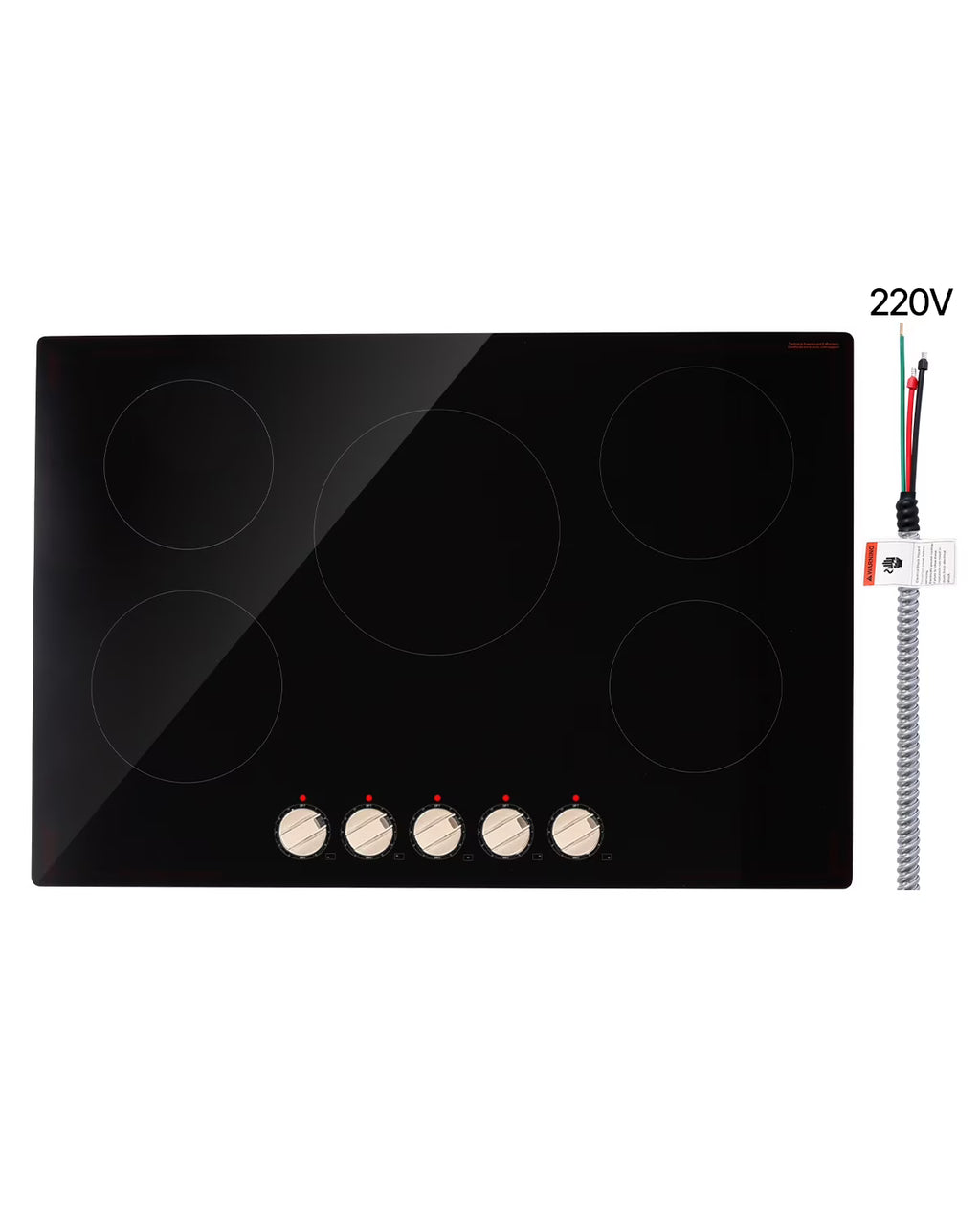 KFFKFF 30 Inch Induction Stove, 9200W Built-in Stove Top, 5 Burner Electric Cooktop with Knob Control Cooktop, 12 Power Levels Integrated Induction Stove with Glass Top, Automatic Power-Off