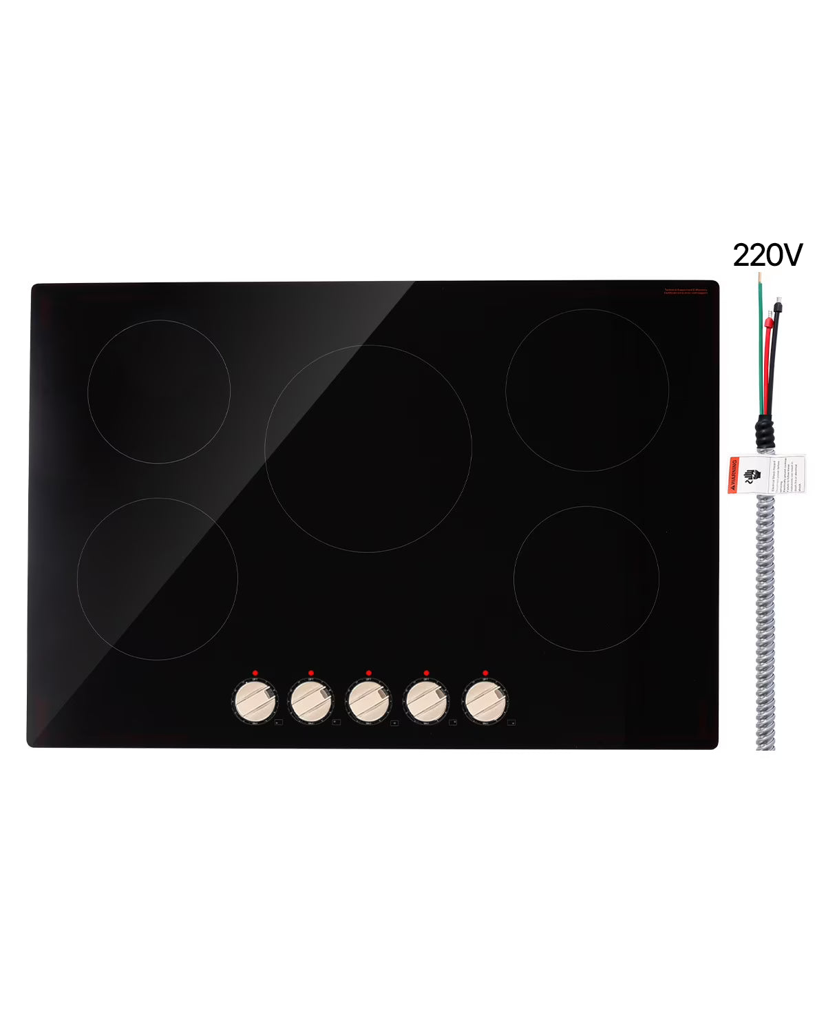 KFFKFF 30 Inch Induction Stove, 9200W Built-in Stove Top, 5 Burner Electric Cooktop with Knob Control Cooktop, 12 Power Levels Integrated Induction Stove with Glass Top, Automatic Power-Off