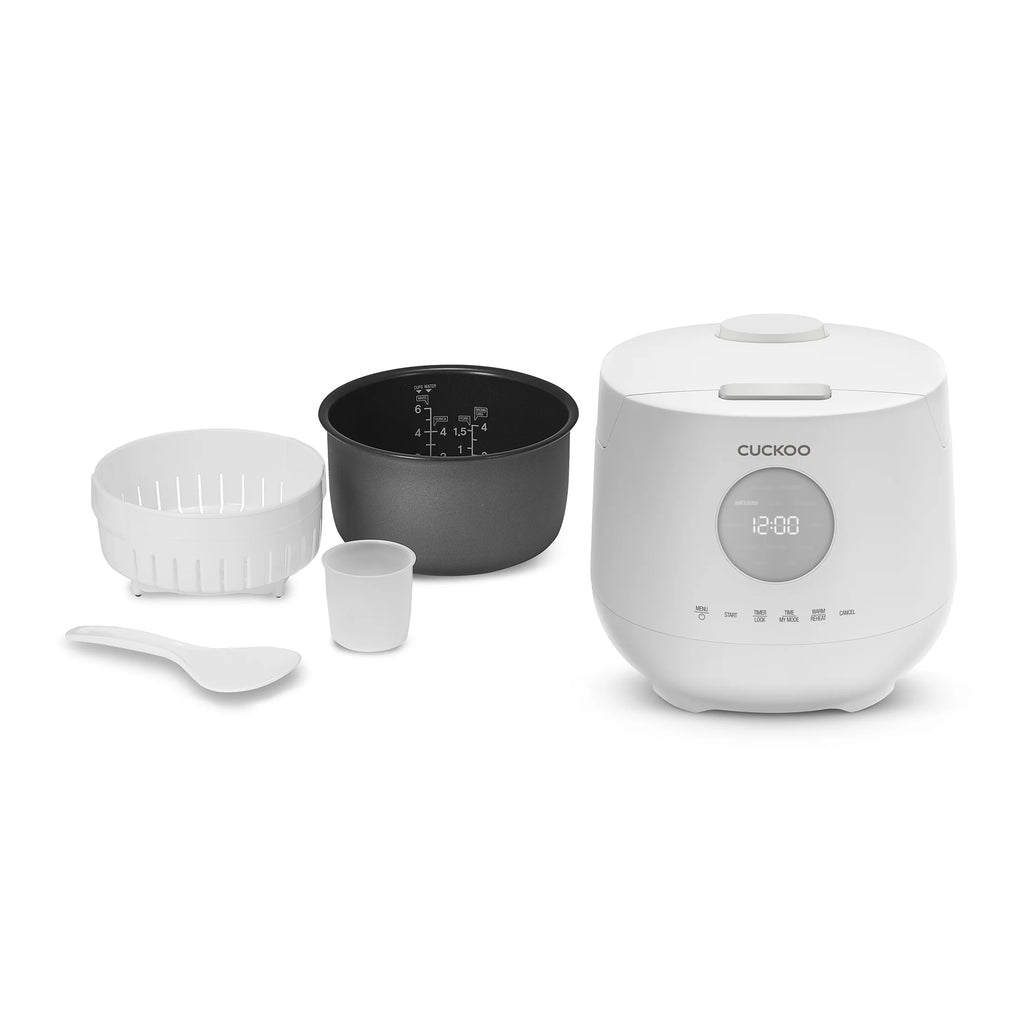 CUCKOO Rice Cooker 12 Cups Cooked Warmer with Nonstick Pot 13 Menu Options and Micom Fuzzy Logic Tech with Auto Clean Feature in Gray
