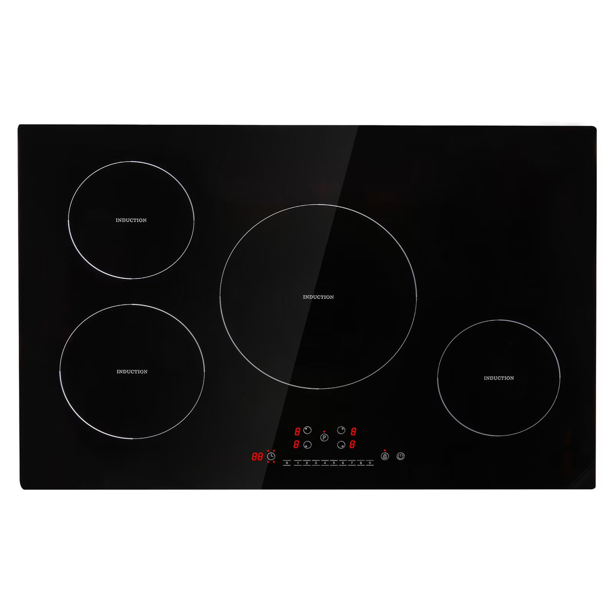 KFFKFF 4 Burner Electric Cooktop, 30'' 7500W 9 Power Settings Induction Cooktop Countertop Burner, with LED Display, Child Safety Lock & Heat Guard