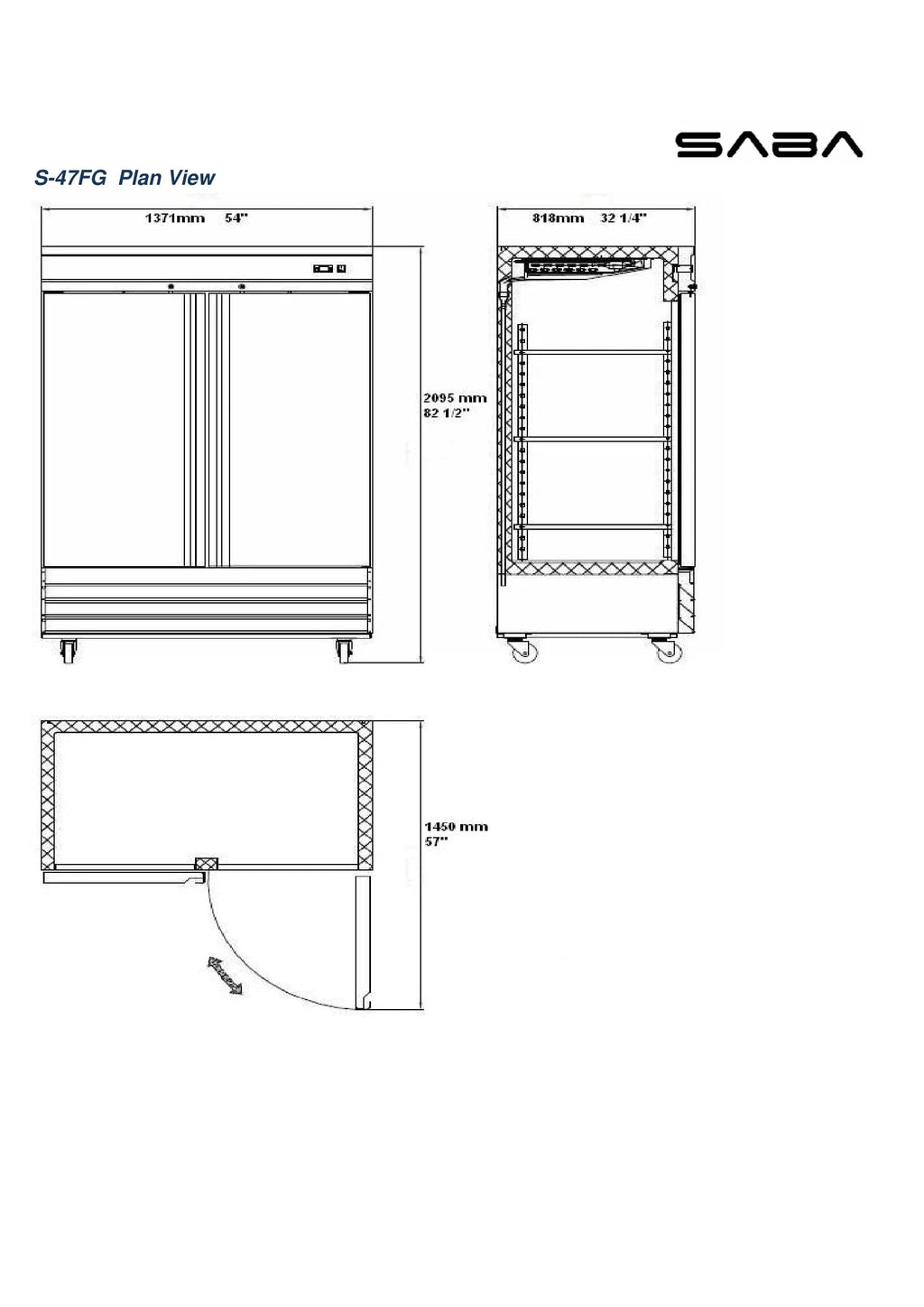 Heavy Duty Commercial 47 cu ft Stainless Steel Glass Door Reach-In Freezer (2 Door)