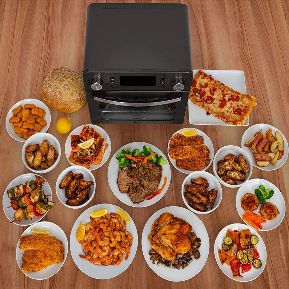 Restored Deco Chef TQAIRGUN 24QT Stainless Steel Countertop Toaster Air Fryer Oven with Accessories Black (Refurbished)