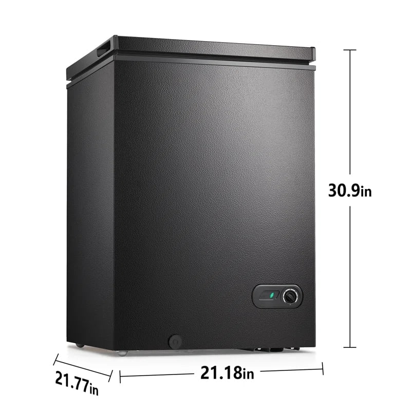 KNDKO 3.5cu.ft Compact Chest Freezer, Mini Freezer with Adjustable Temperature, 2 Removable Baskets, Top Open Door, Energy Saving, Black