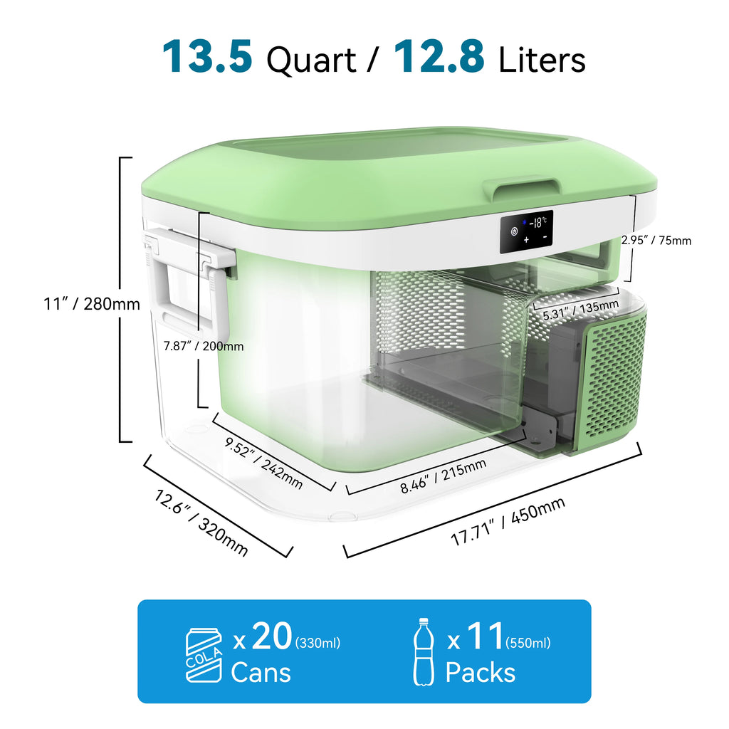 Portable Fridge 19 QT(18 Liter) 12 Volt Fridge Car Freezer Compressor Cooler 12/24V DC 110��240V AC for Camping Truck RV Boat & Home Use -18��~+15��