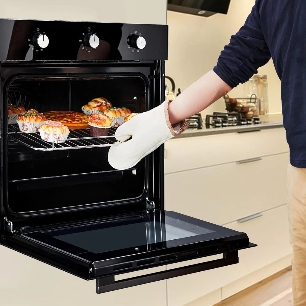 24''Electric Single Wall Oven, 2.5 CF Capacity, Built-in Single Wall Oven with Air Frying 5 Cooking Functions, Double-Layered Glass Door, Mechanical Knobs,Ideal for Kitchen Oven(Black)